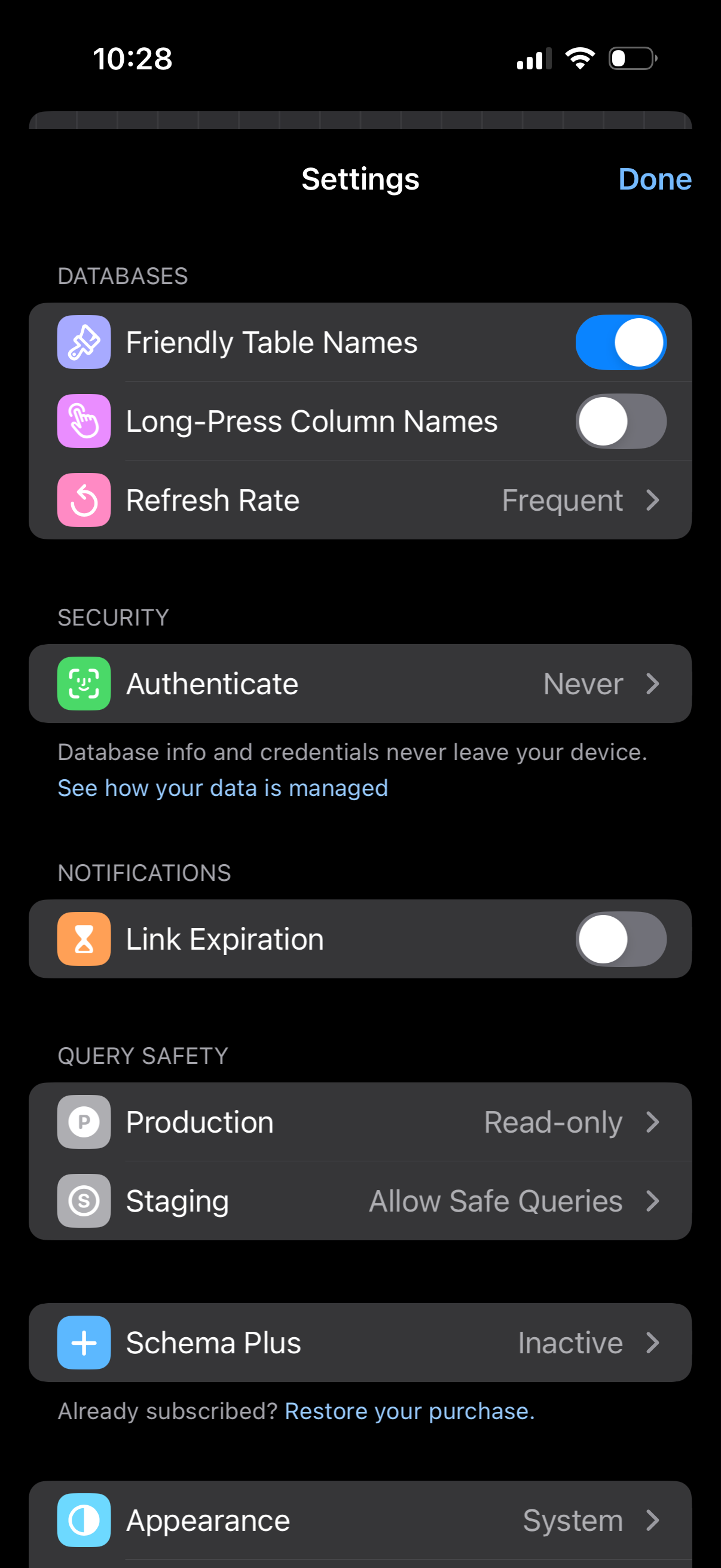 schema settings screenshot